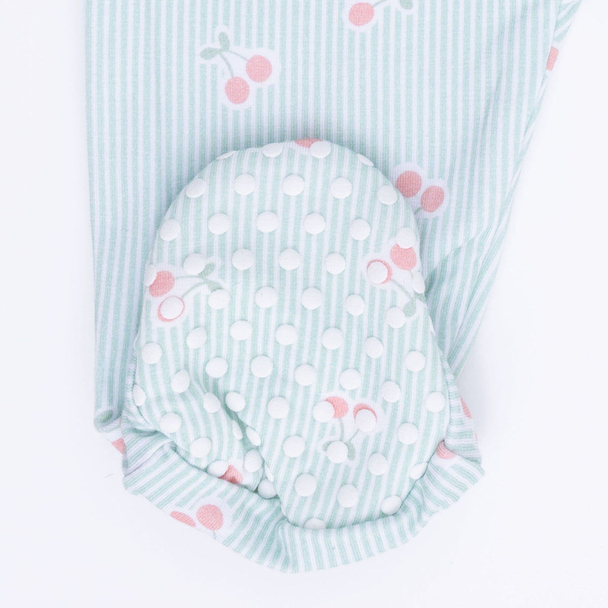 Angel Dear Tiny Cherry Stripe - 2 Way Ruffle Sleeve Zipper FootieEveretts Place