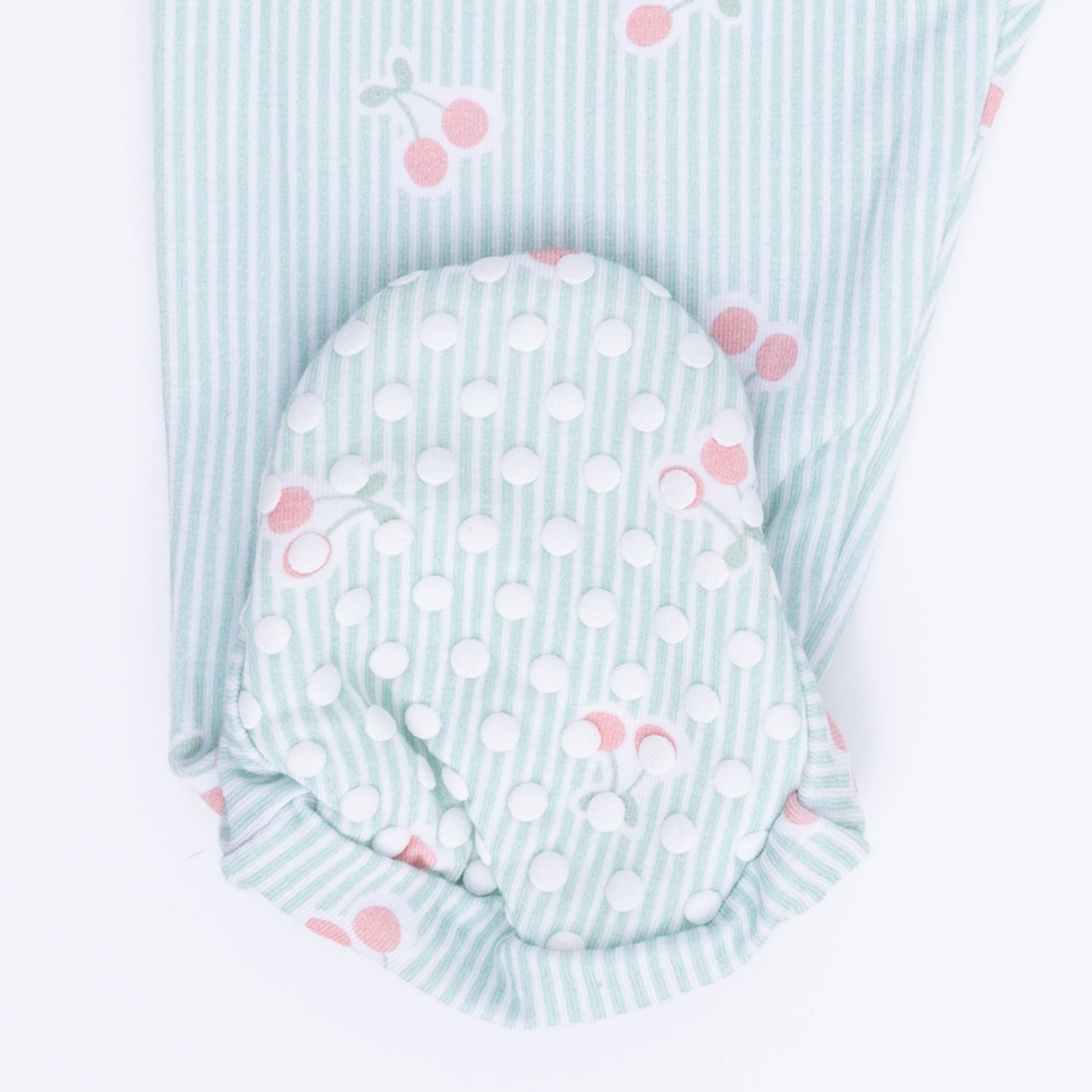 Angel Dear Tiny Cherry Stripe - 2 Way Ruffle Sleeve Zipper FootieEveretts Place