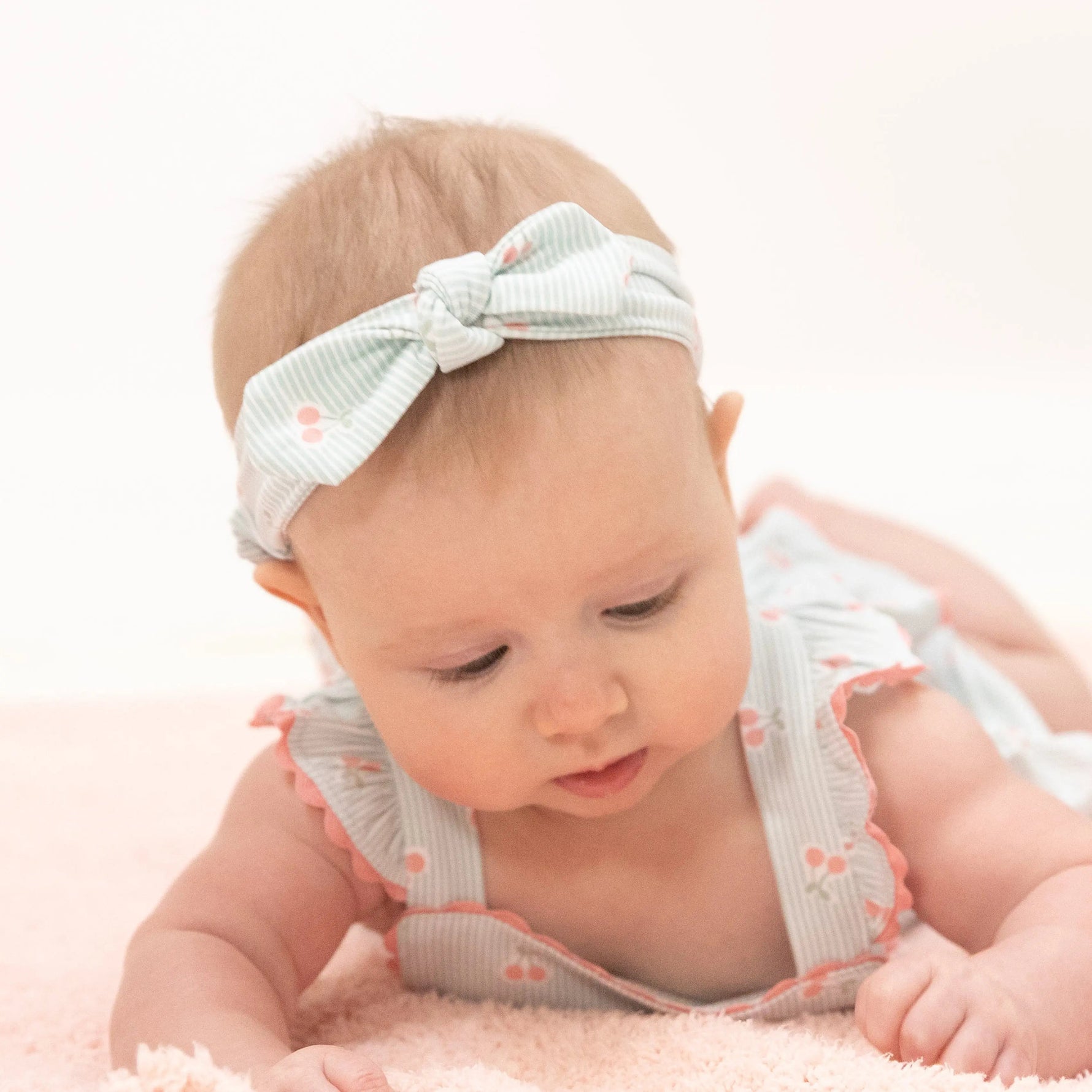 Tiny Cherry Stripe - Knot Headband - Baby & Toddler Clothing, Headgear, Child, Headband, Pink | Everetts Place