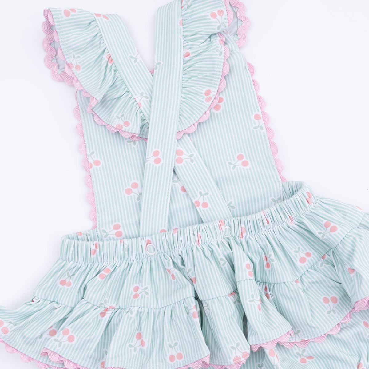 Angel Dear Tiny Cherry Stripe - Ric Rac Ruffle SunsuitEveretts Place