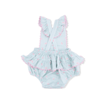 Angel Dear Tiny Cherry Stripe - Ric Rac Ruffle Sunsuit - 