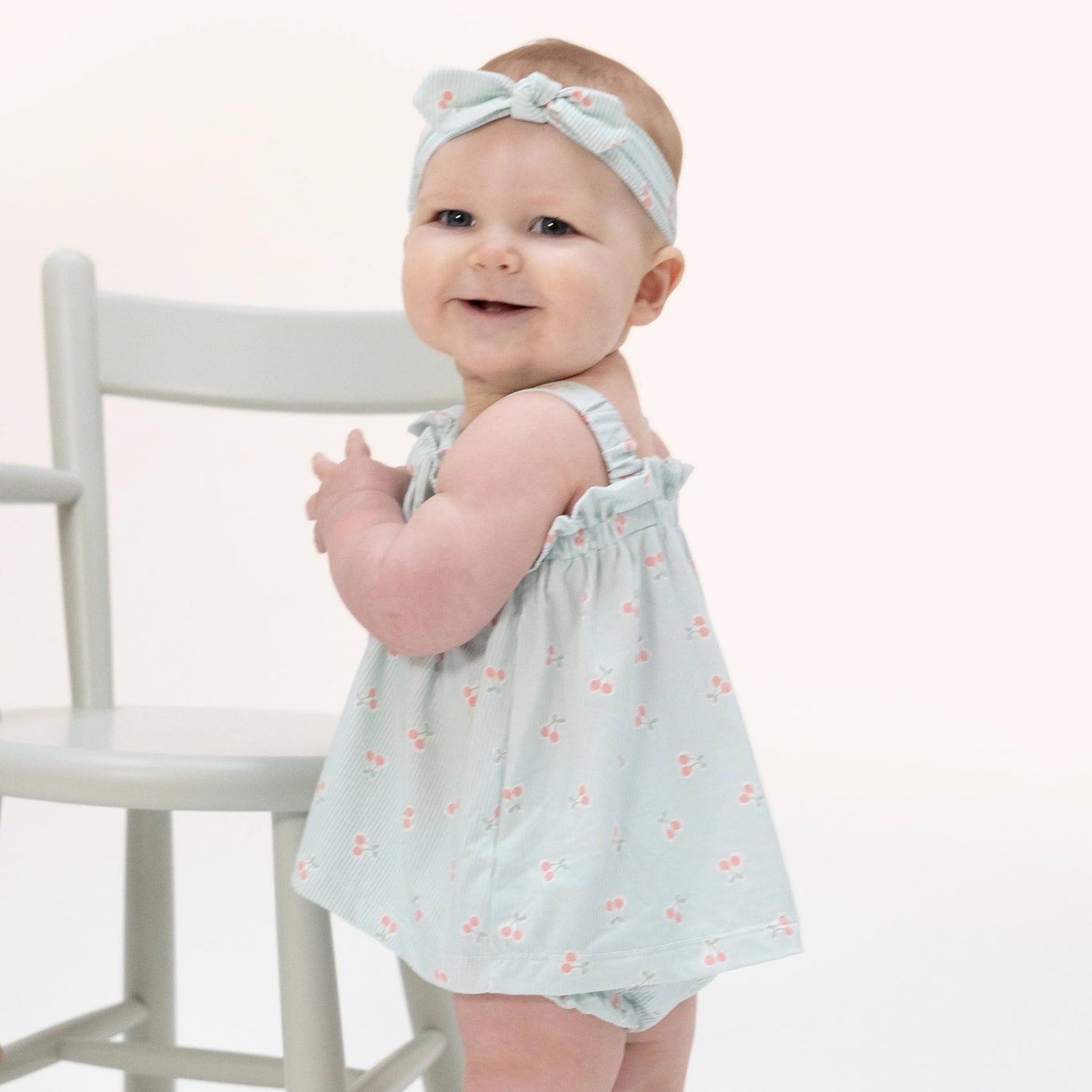 Angel Dear Tiny Cherry Stripe - Top with Bows and Ruffle Leg Bloomer - 