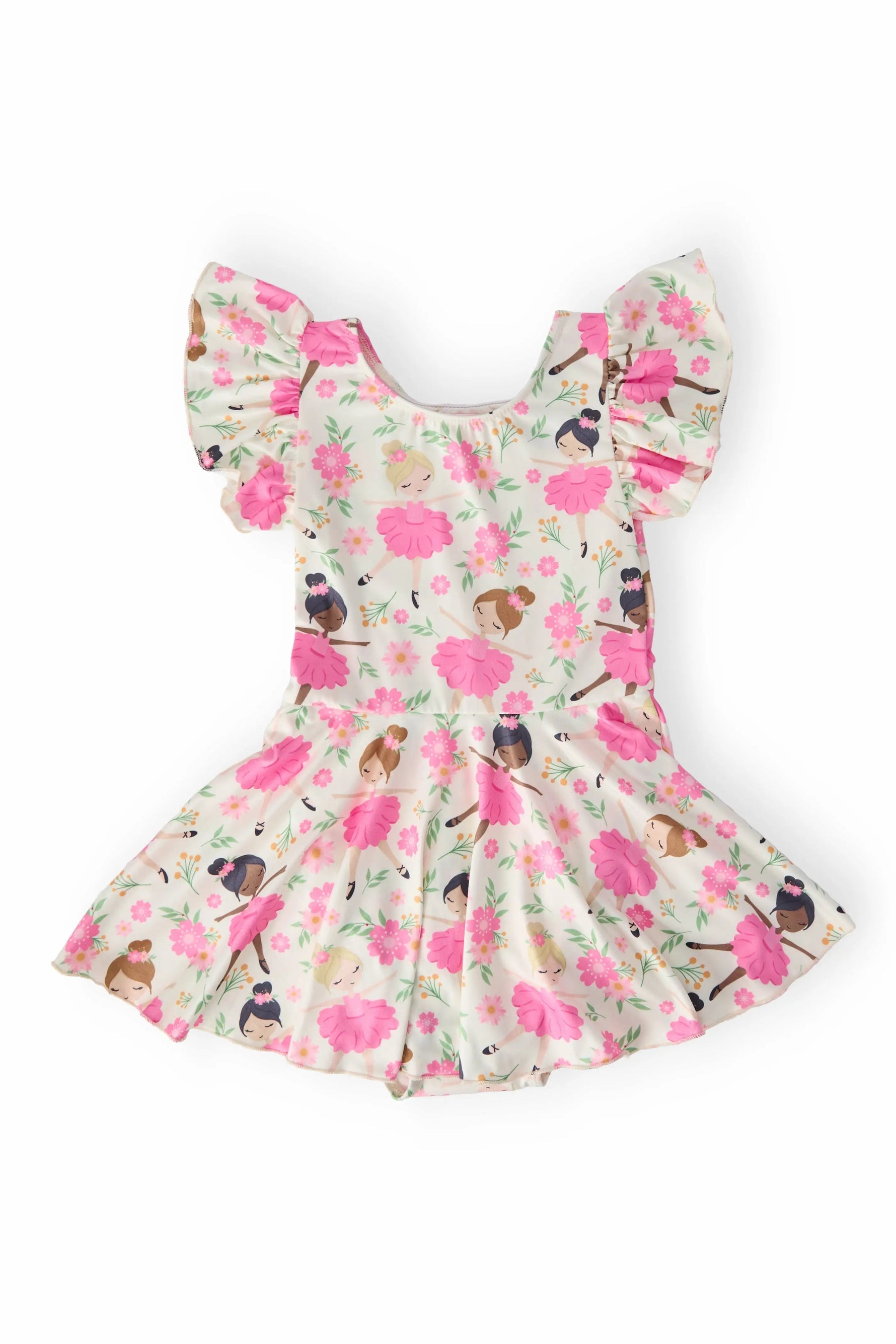 Tiny Dancer S/S Twirl Leotard - White, Pink, Textile, Dress, Day Dress | Everetts Place