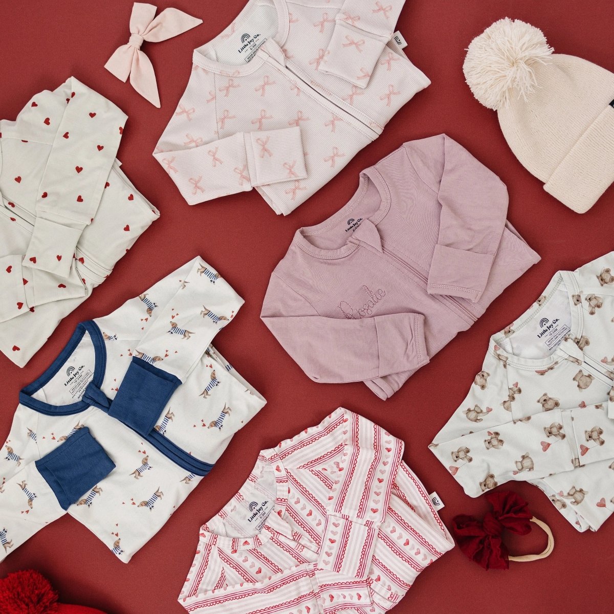 Little Joy Co. Tiny Hearts 2Pc Bamboo Pajamas Set For Kids Soft Sleepwear - Everetts Place Boutique - 