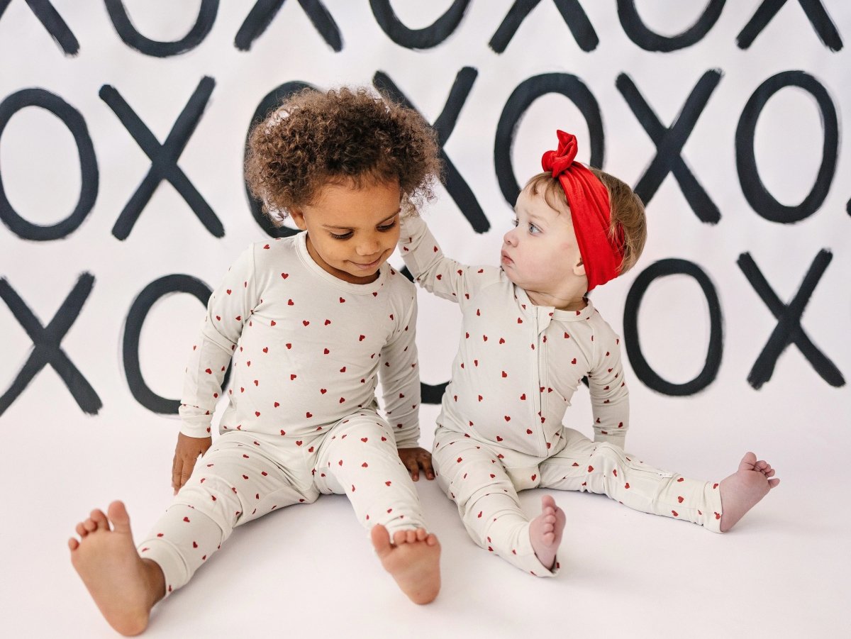 Little Joy Co. Tiny Hearts 2Pc Bamboo Pajamas Set For Kids Soft Sleepwear - Everetts Place Boutique - 