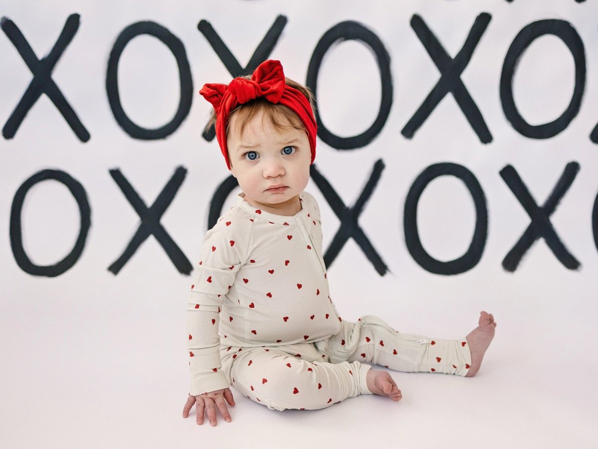 Little Joy Co. Tiny Hearts Bamboo Zippy Pajamas For Babies 0 To 12 Months - Everetts Place Boutique - 