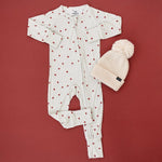 Little Joy Co. Tiny Hearts Bamboo Zippy Pajamas For Babies 0 To 12 Months - Everetts Place Boutique - 