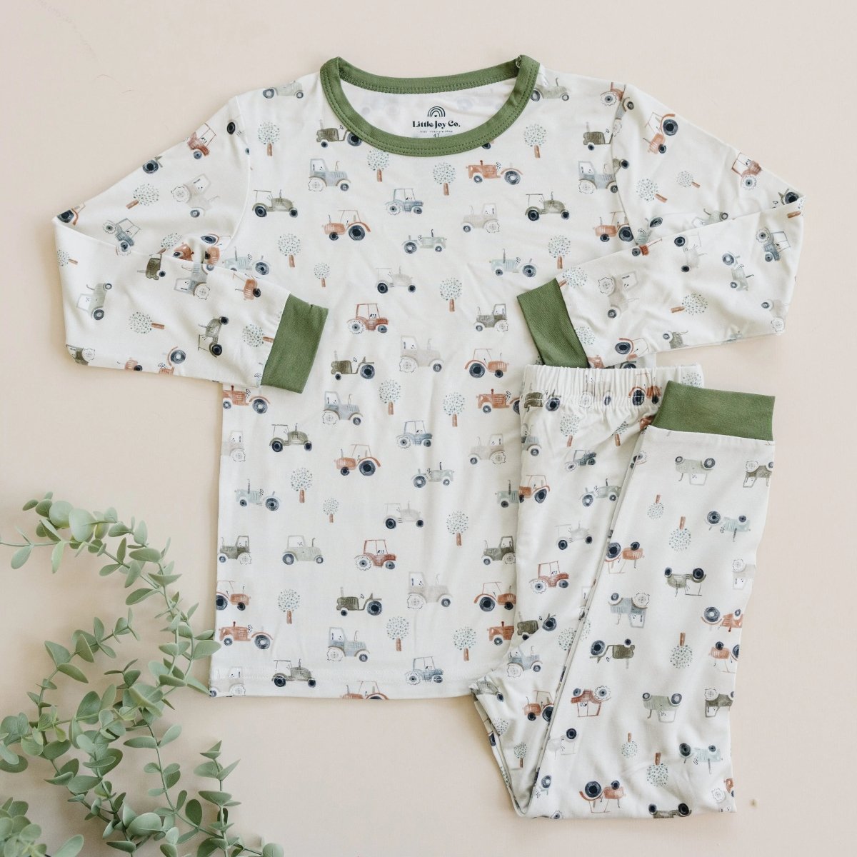 Little Joy Co. Tiny Tractors 2pc Bamboo Pajamas Breathable for Kids - Everetts Place Boutique - 