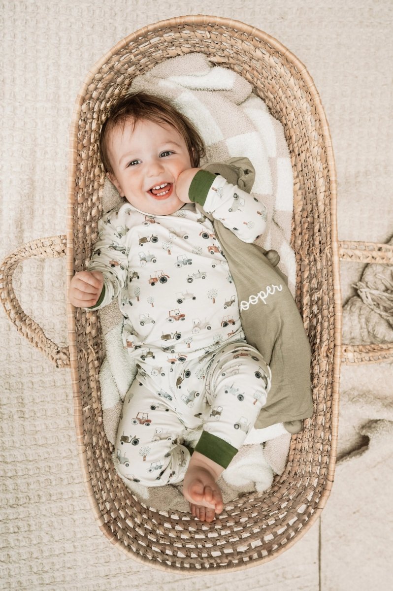 Little Joy Co. Tiny Tractors 2pc Bamboo Pajamas Breathable for Kids - Everetts Place Boutique - 