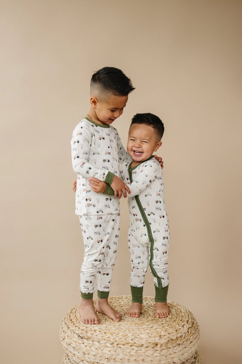 Little Joy Co. Tiny Tractors Bamboo Zippy Pajamas For Babies And Toddlers - Everetts Place Boutique - 