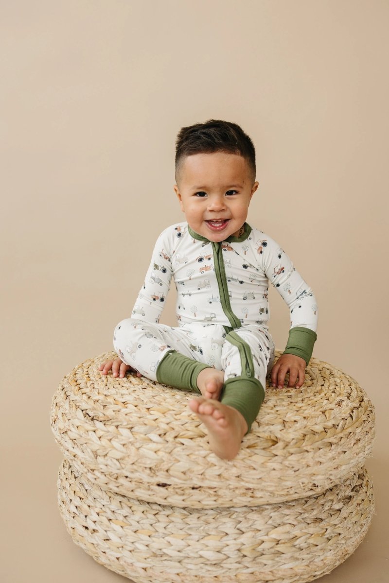 Little Joy Co. Tiny Tractors Bamboo Zippy Pajamas For Babies And Toddlers - Everetts Place Boutique - 