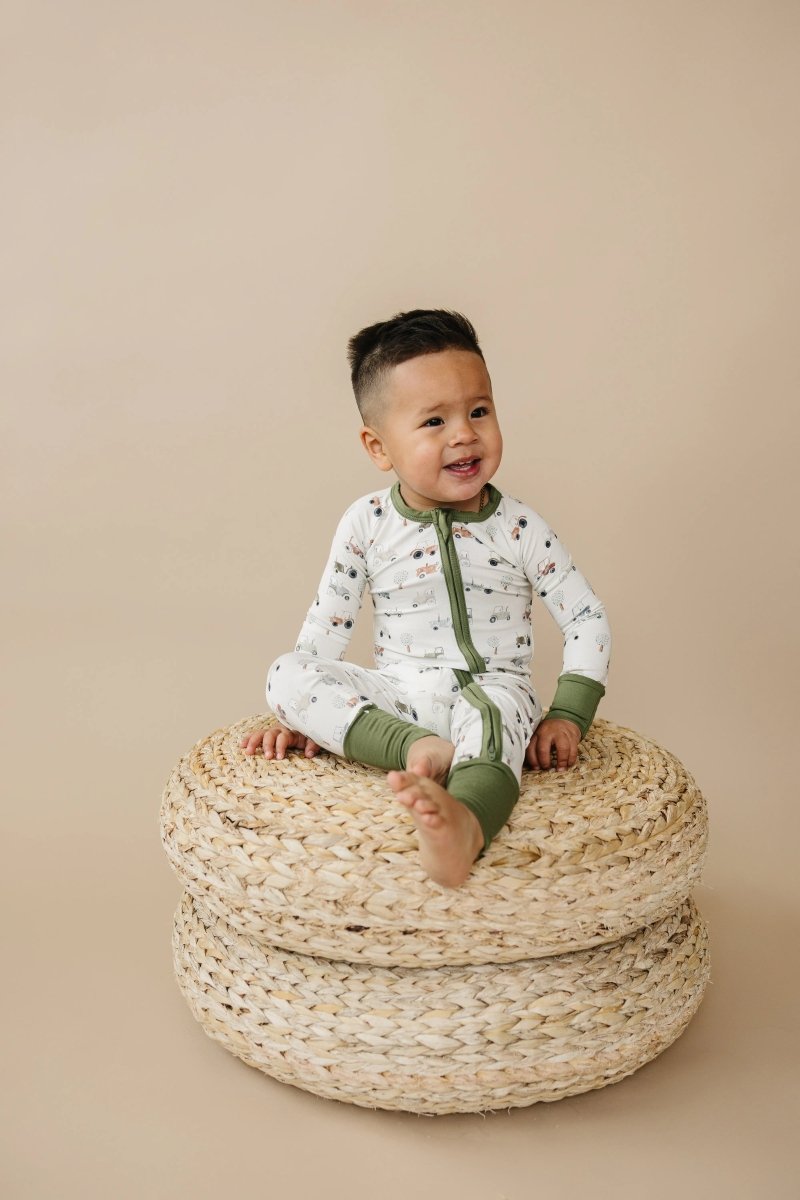 Little Joy Co. Tiny Tractors Bamboo Zippy Pajamas For Babies And Toddlers - Everetts Place Boutique - 