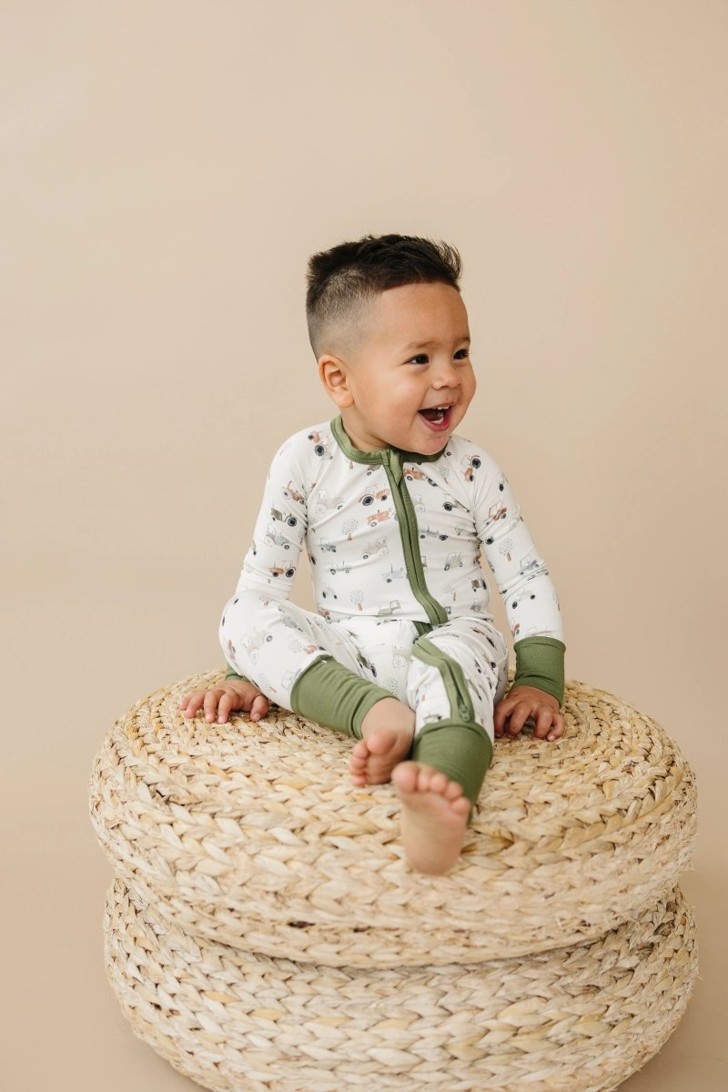 Little Joy Co. Tiny Tractors Bamboo Zippy Pajamas For Babies And Toddlers - Everetts Place Boutique - 
