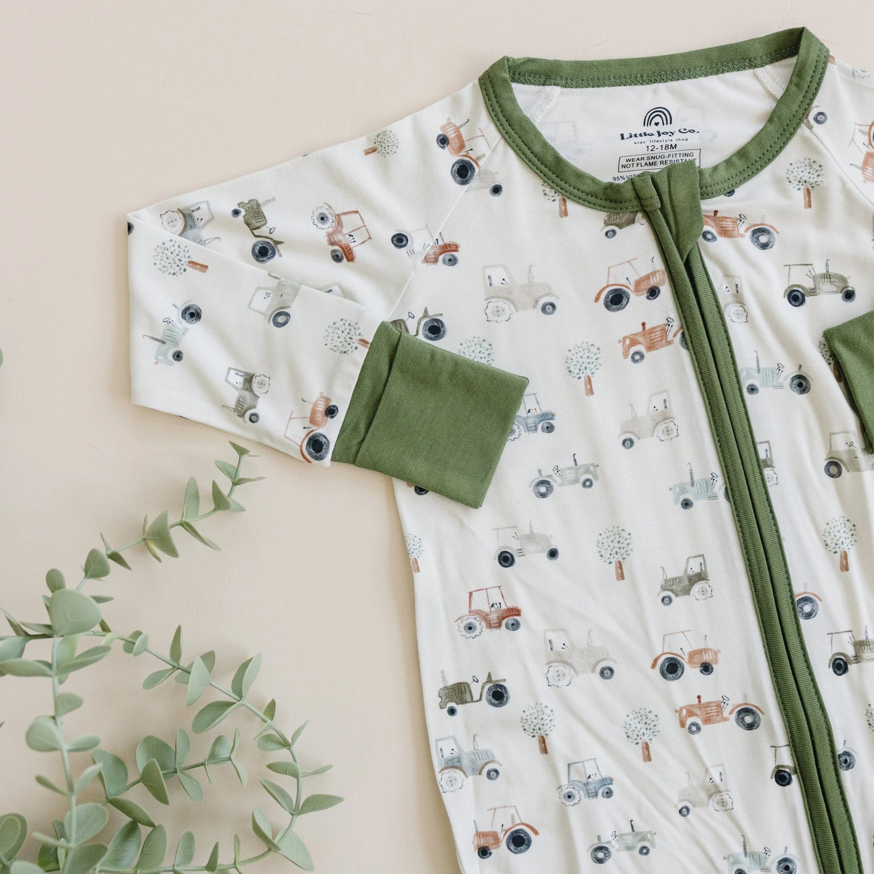 Little Joy Co. Tiny Tractors Bamboo Zippy Pajamas - 