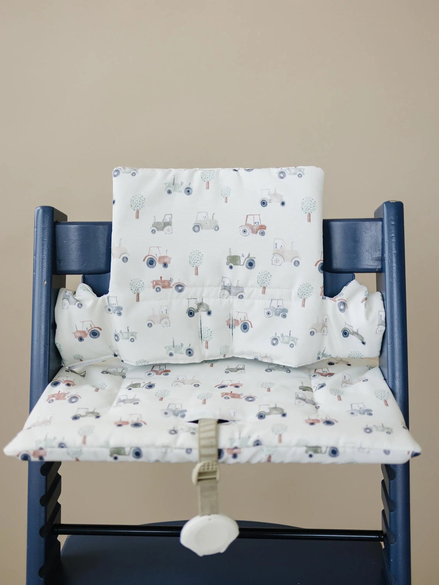 Little Joy Co. Tiny Tractors Cushion for the Stokke Tripp Trapp Highchair - Wipeable Cover - Baby Highchair Accessories - 