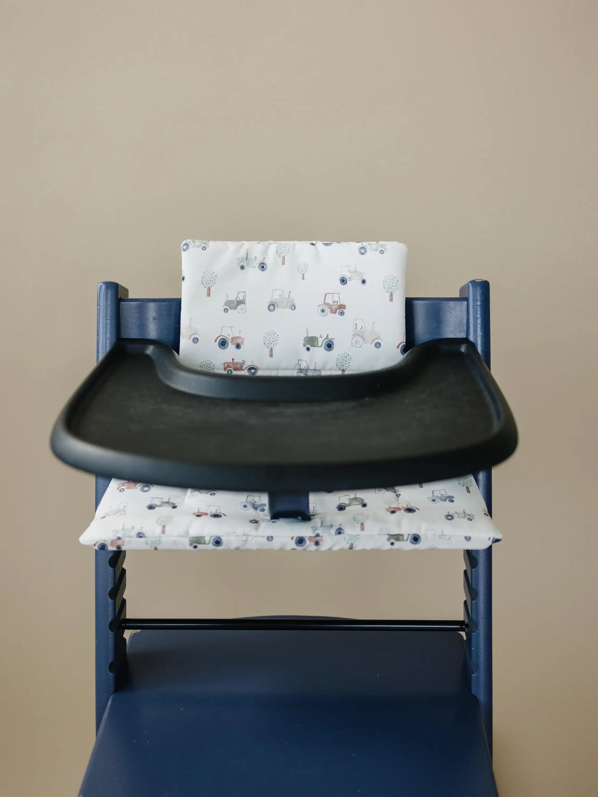 Little Joy Co. Tiny Tractors Cushion for the Stokke Tripp Trapp Highchair - Wipeable Cover - Baby Highchair Accessories - 
