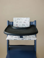 Little Joy Co. Tiny Tractors Cushion for the Stokke Tripp Trapp Highchair - Wipeable Cover - Baby Highchair Accessories - 