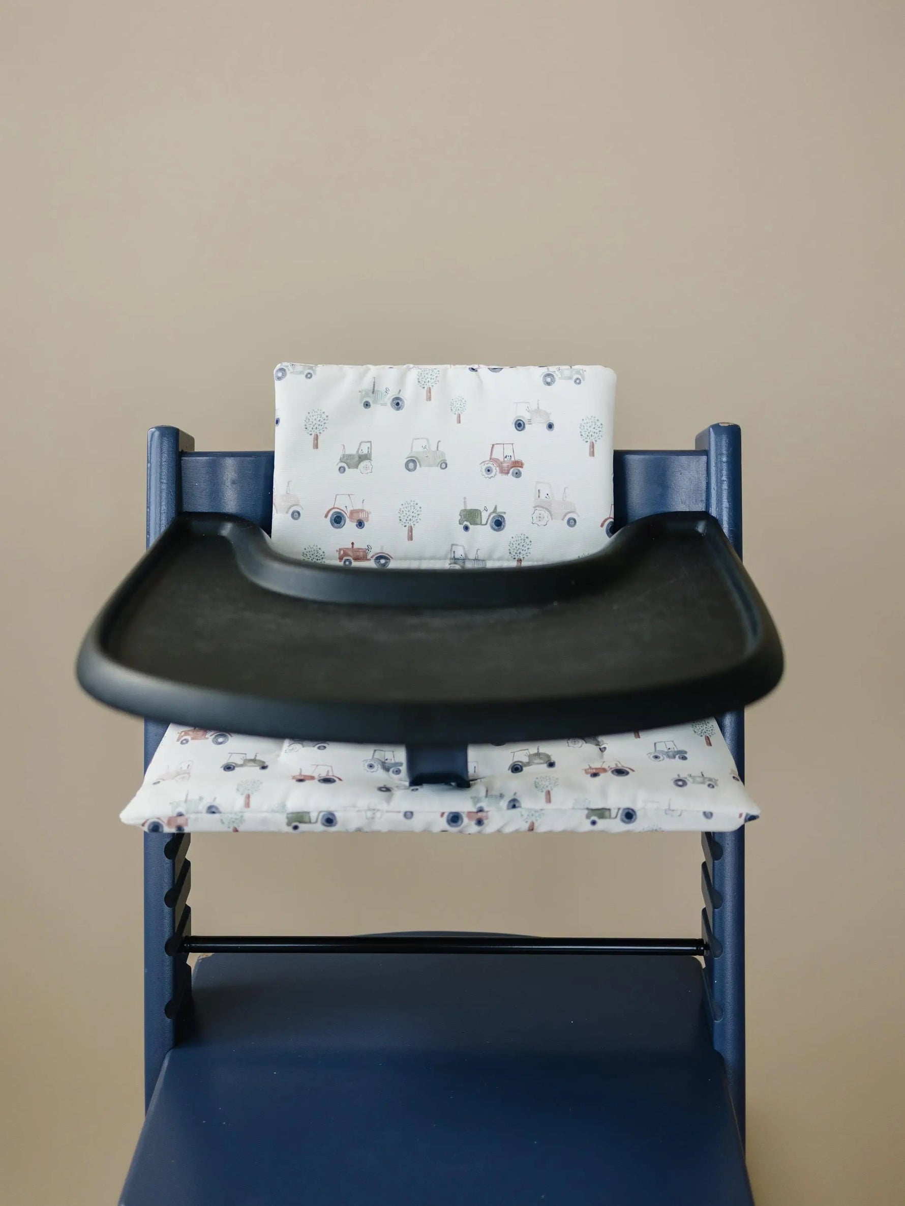Little Joy Co. Tiny Tractors Cushion for the Stokke Tripp Trapp Highchair - Wipeable Cover - Baby Highchair Accessories - 