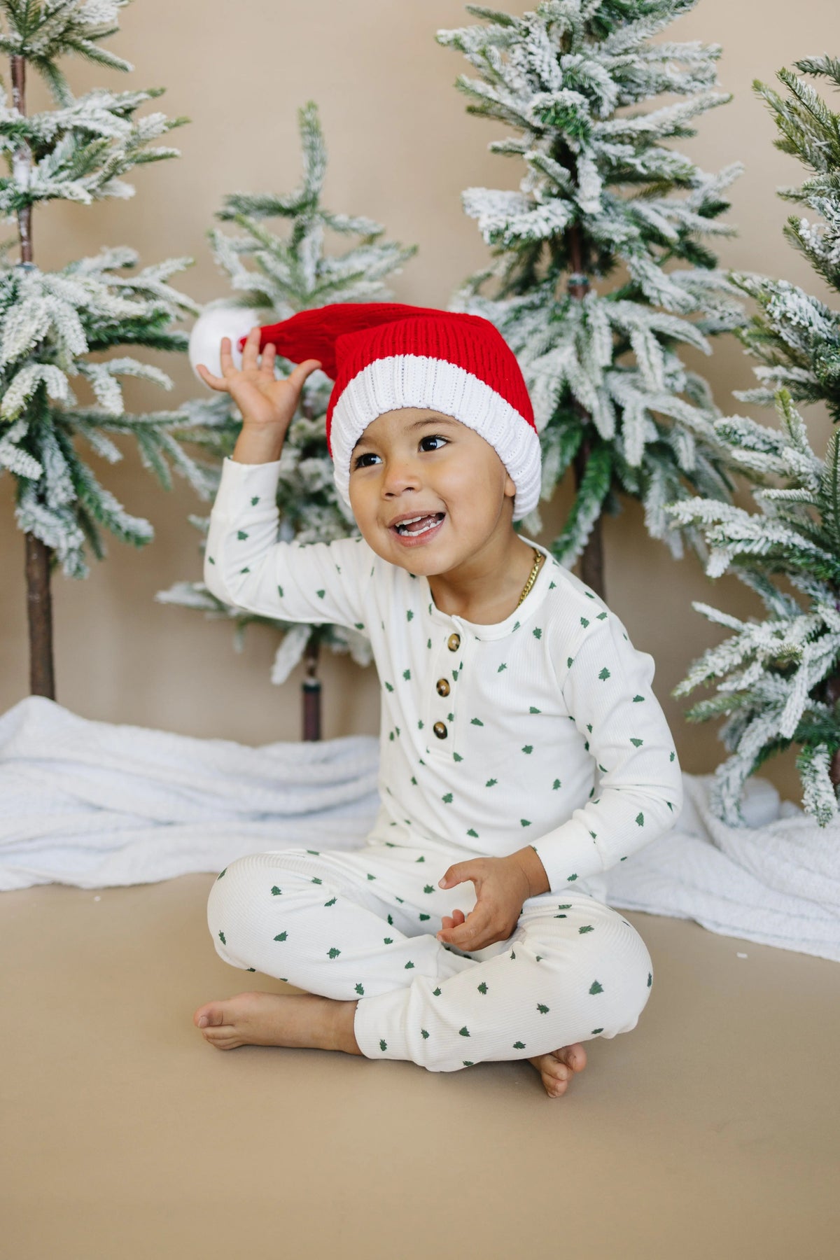 Little Joy Co. Tiny Trees Ribbed Bamboo 2pc Henley Pajamas - 