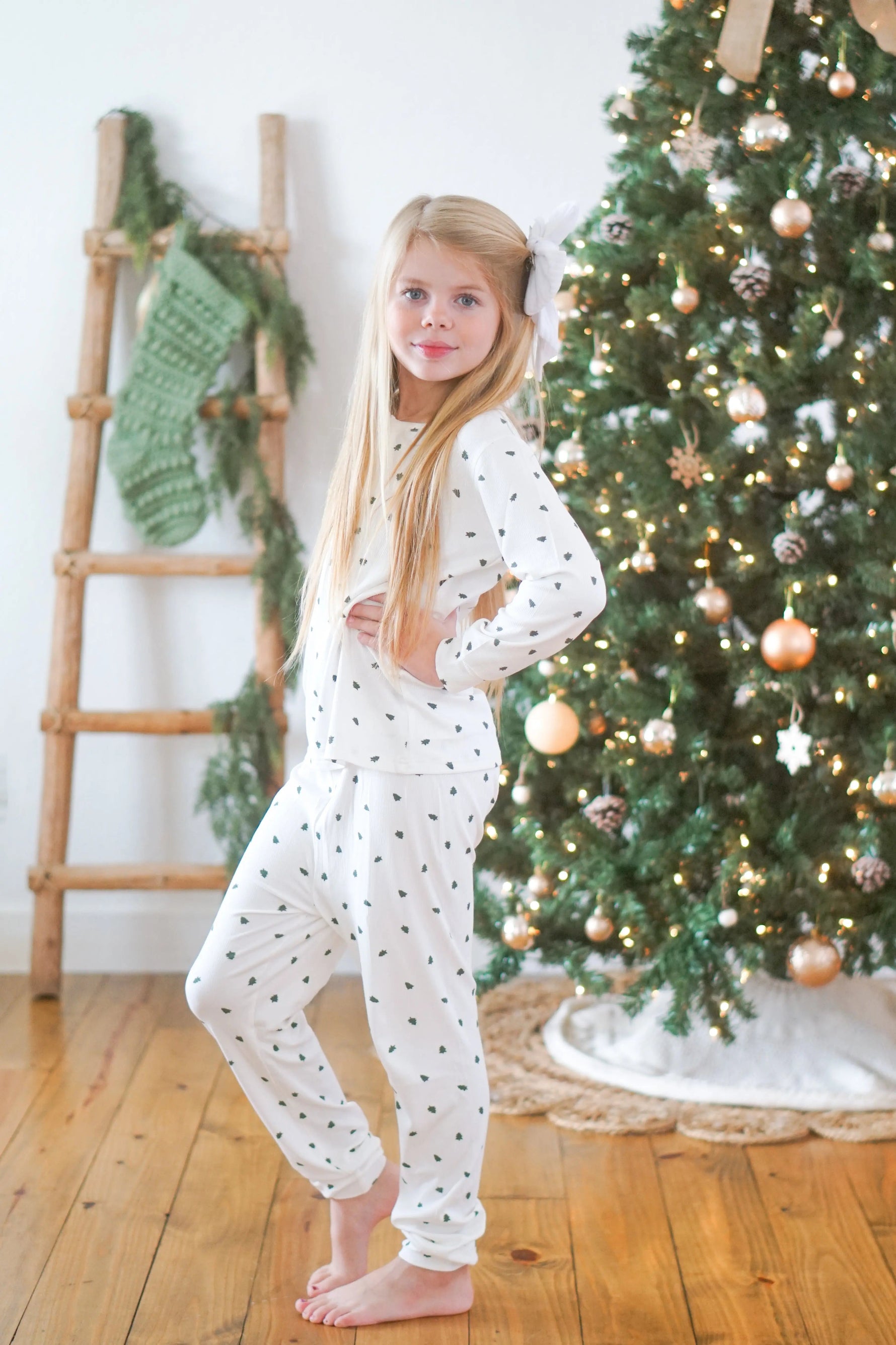 Little Joy Co. Tiny Trees Ribbed Bamboo 2pc Henley Pajamas - 