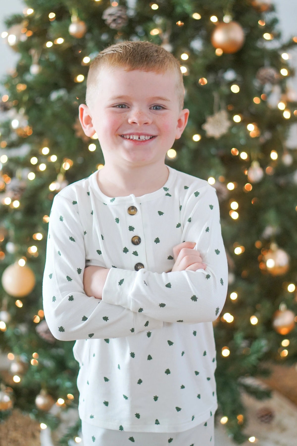 Little Joy Co. Tiny Trees Ribbed Bamboo 2pc Henley Pajamas - 