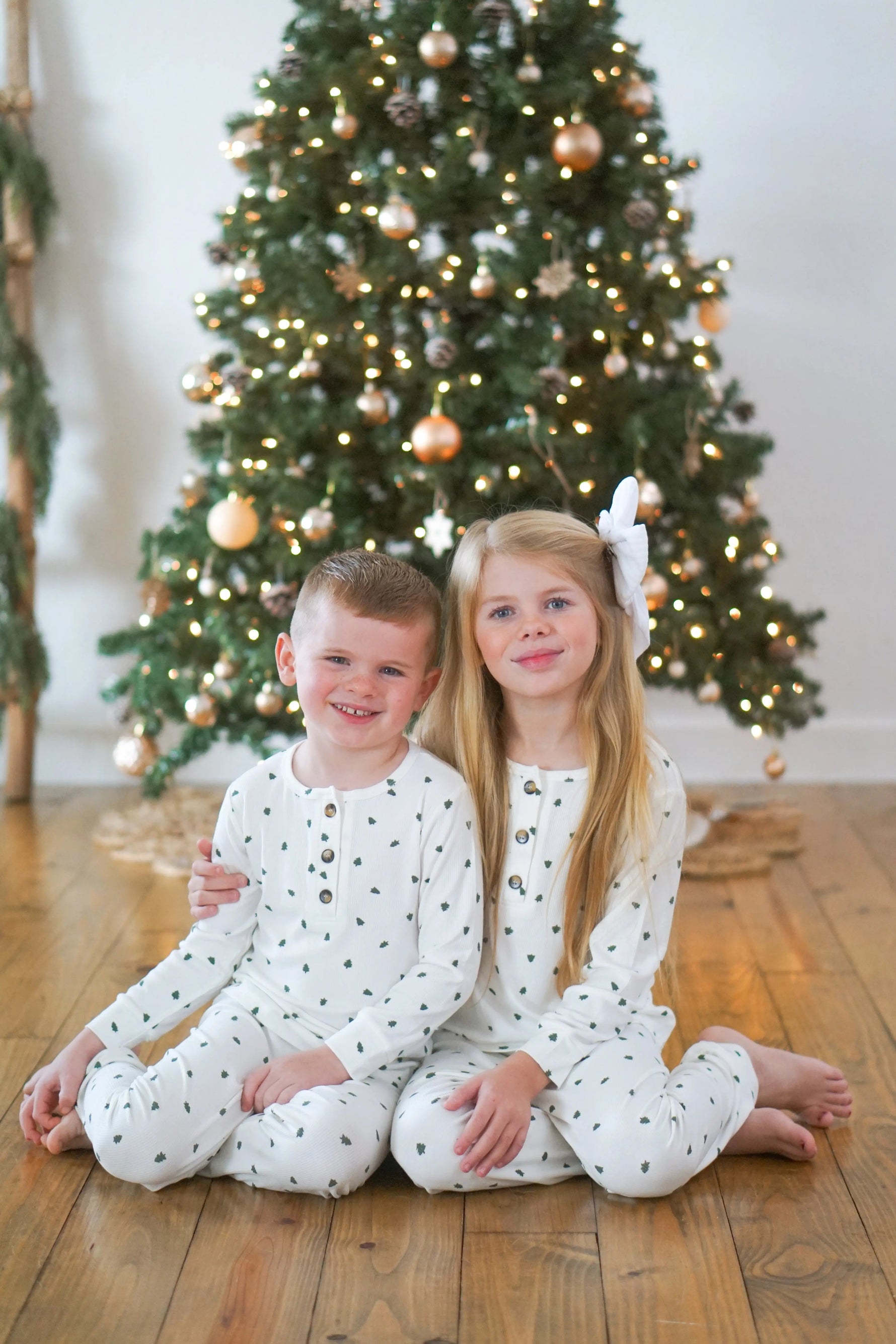 Little Joy Co. Tiny Trees Ribbed Bamboo 2pc Henley Pajamas - 