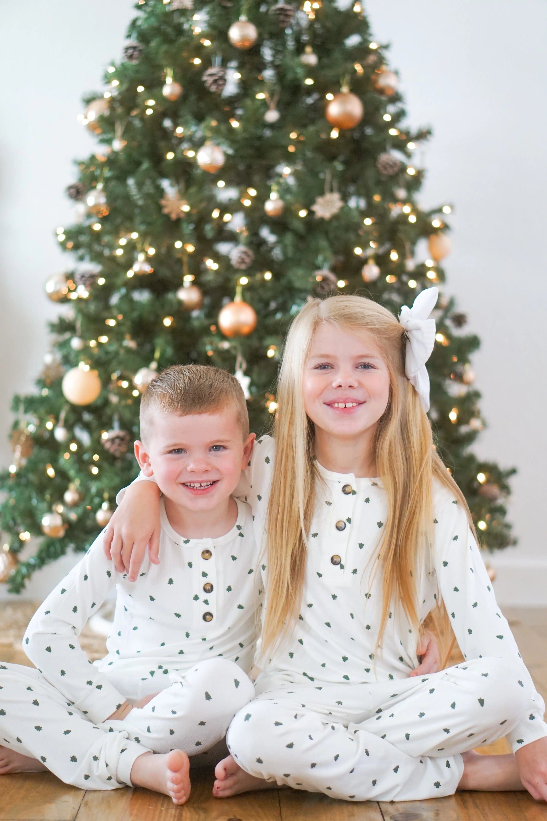 Little Joy Co. Tiny Trees Ribbed Bamboo 2pc Henley Pajamas - 