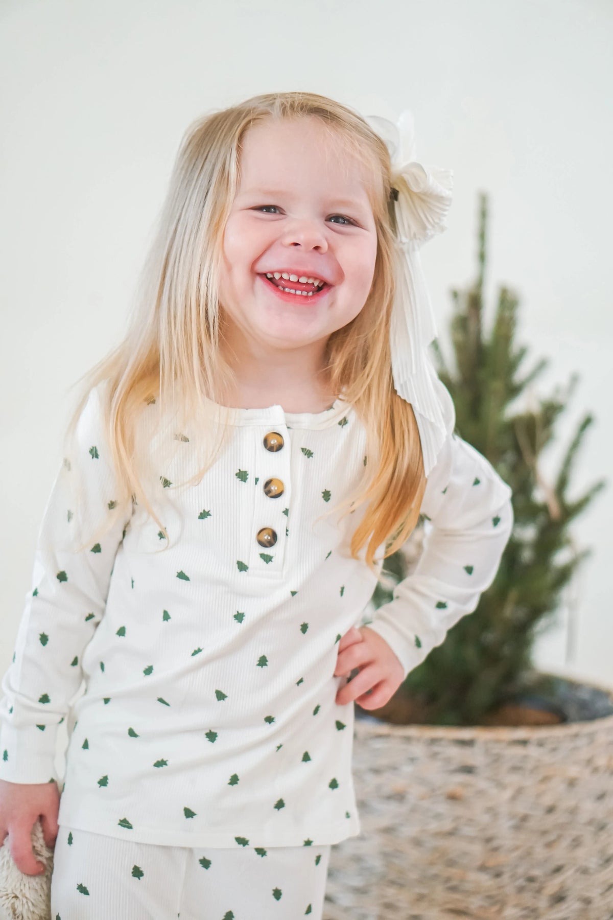 Little Joy Co. Tiny Trees Ribbed Bamboo 2pc Henley Pajamas - 