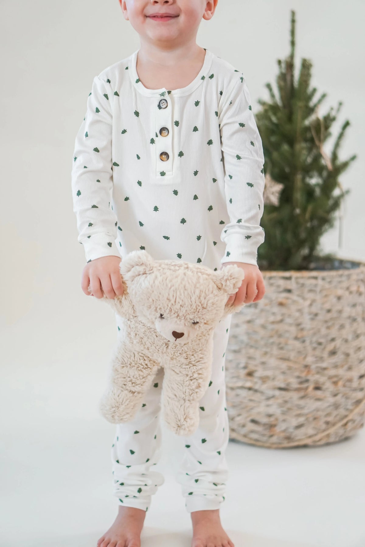 Little Joy Co. Tiny Trees Ribbed Bamboo 2pc Henley Pajamas - 