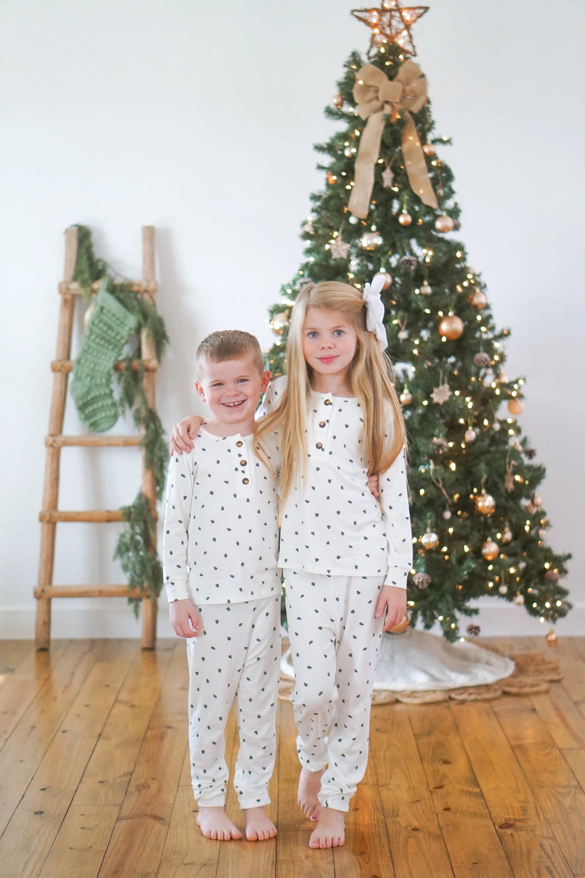 Little Joy Co. Tiny Trees Ribbed Bamboo 2pc Henley Pajamas - 