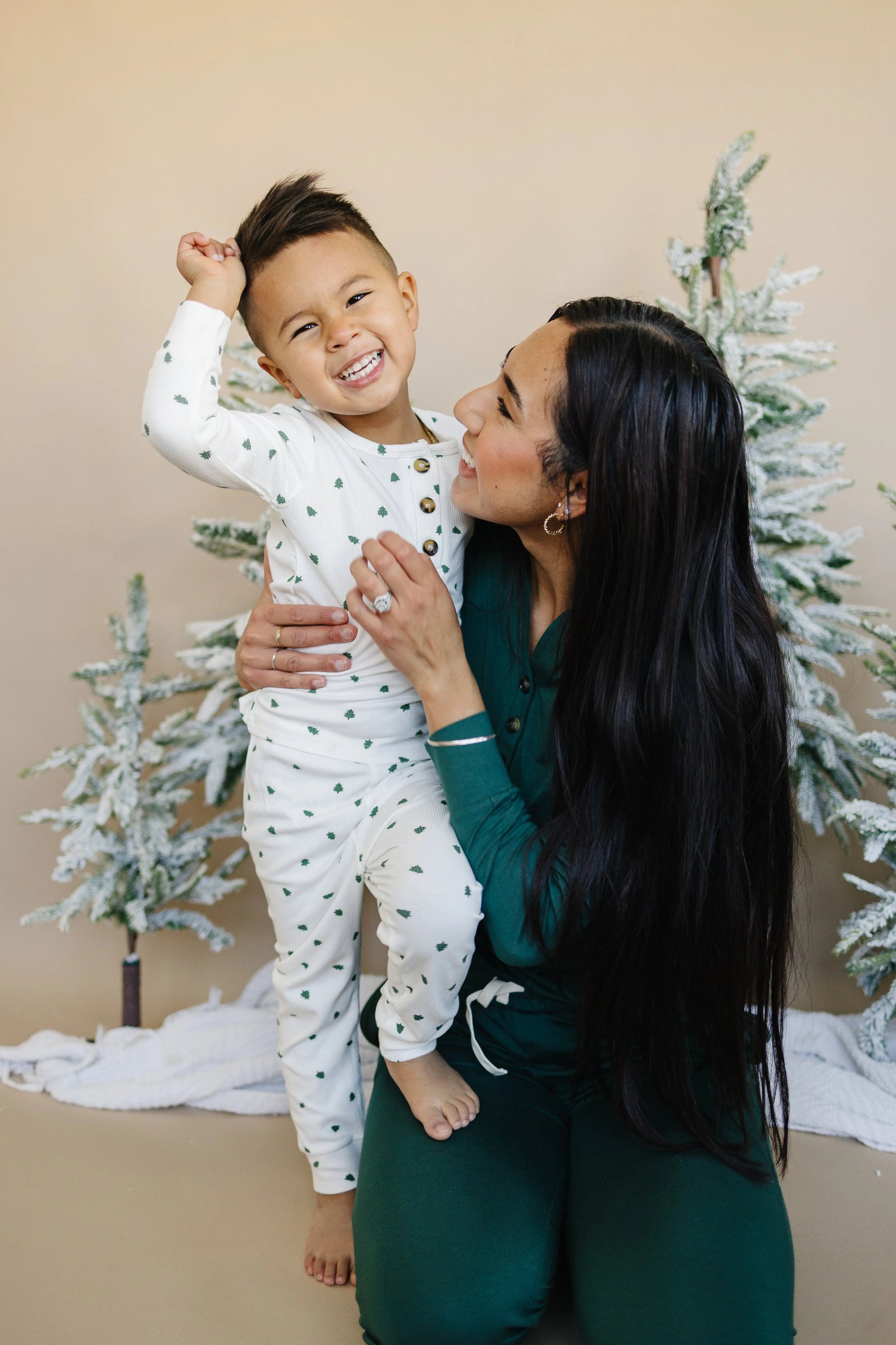 Little Joy Co. Tiny Trees Ribbed Bamboo 2pc Henley Pajamas - 