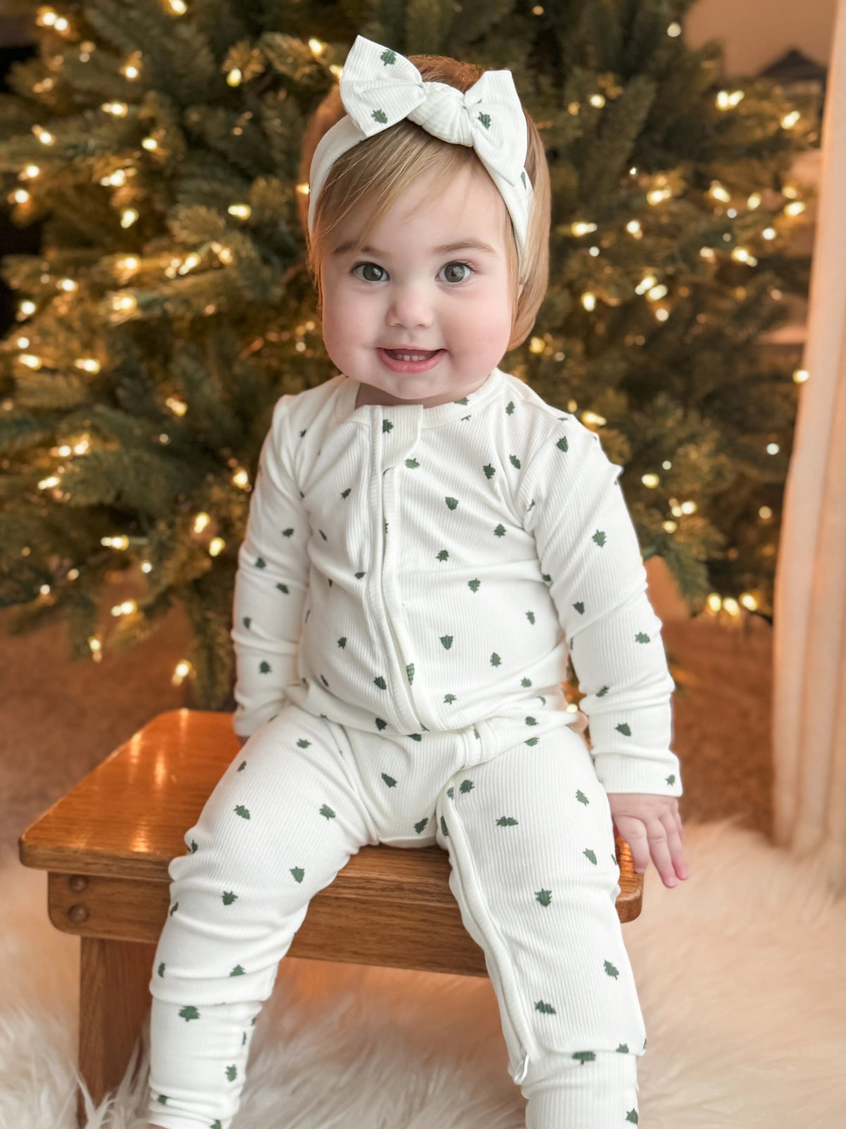 Little Joy Co. Tiny Trees Ribbed Bamboo Zippy Pajamas - 