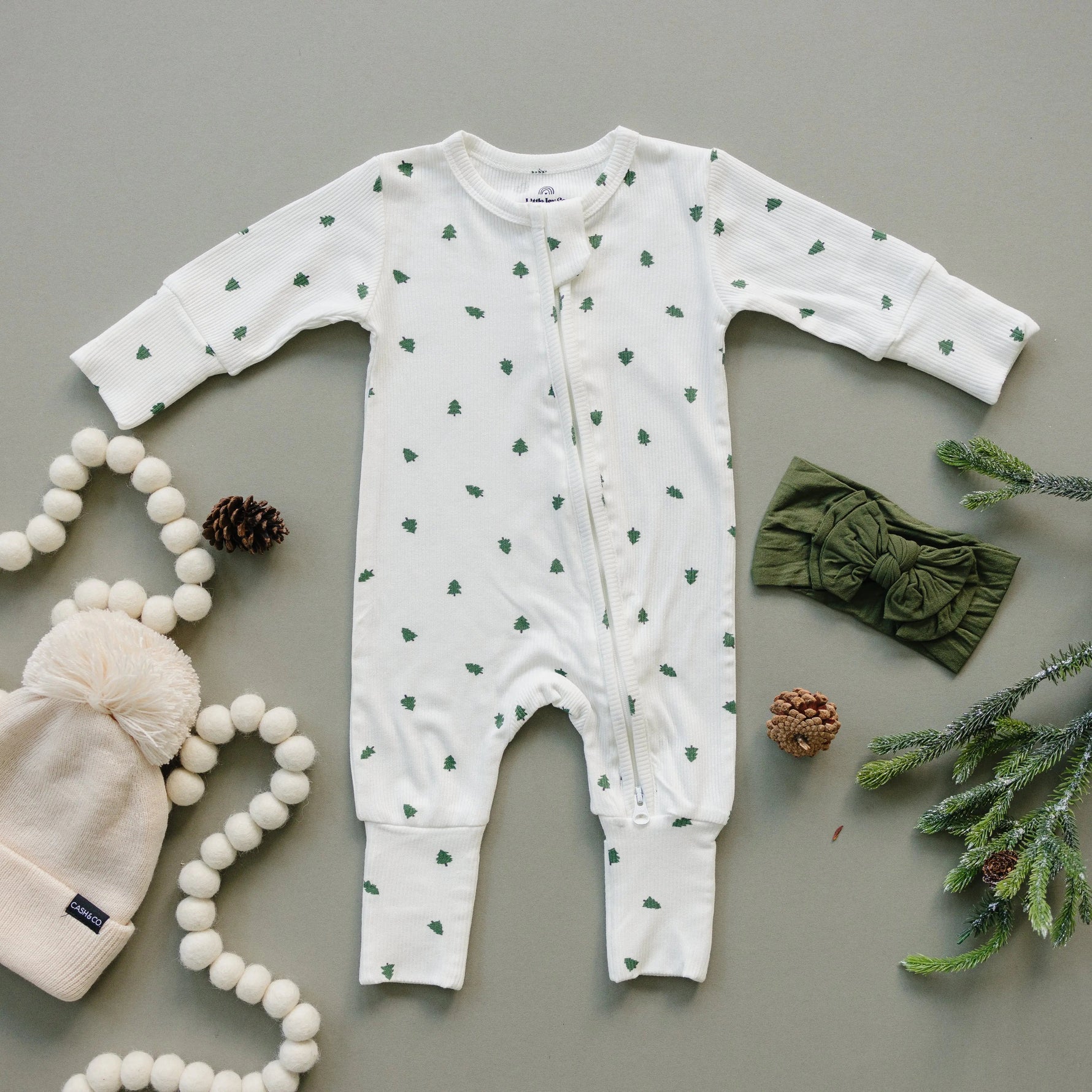 Little Joy Co. Tiny Trees Ribbed Bamboo Zippy Pajamas - 