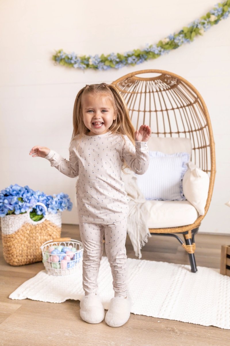 Little Joy Co. Tiny Tulips Bamboo Pajamas 2Pc Comfort Sleepwear Set - Everetts Place Boutique - 