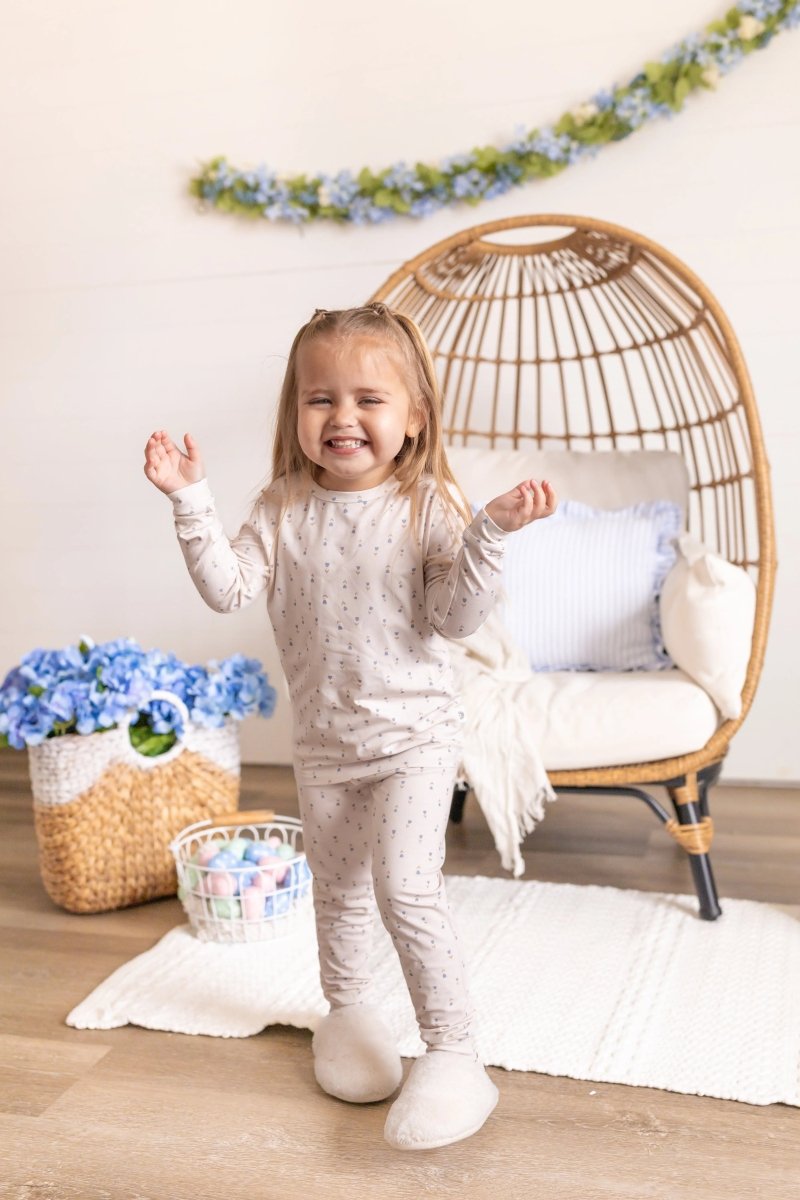 Little Joy Co. Tiny Tulips Bamboo Pajamas 2Pc Comfort Sleepwear Set - Everetts Place Boutique - 