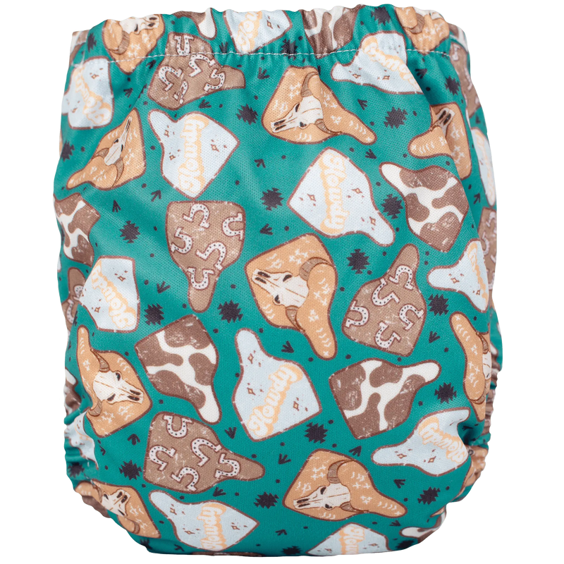 Tiny Tushies Newborn AIO Cloth Diaper with cat print design.