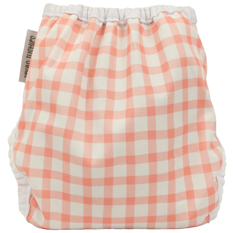 Tiny Tushies Newborn Cloth Diaper Cover with Hook & Loop Fastener, Checkered Pattern