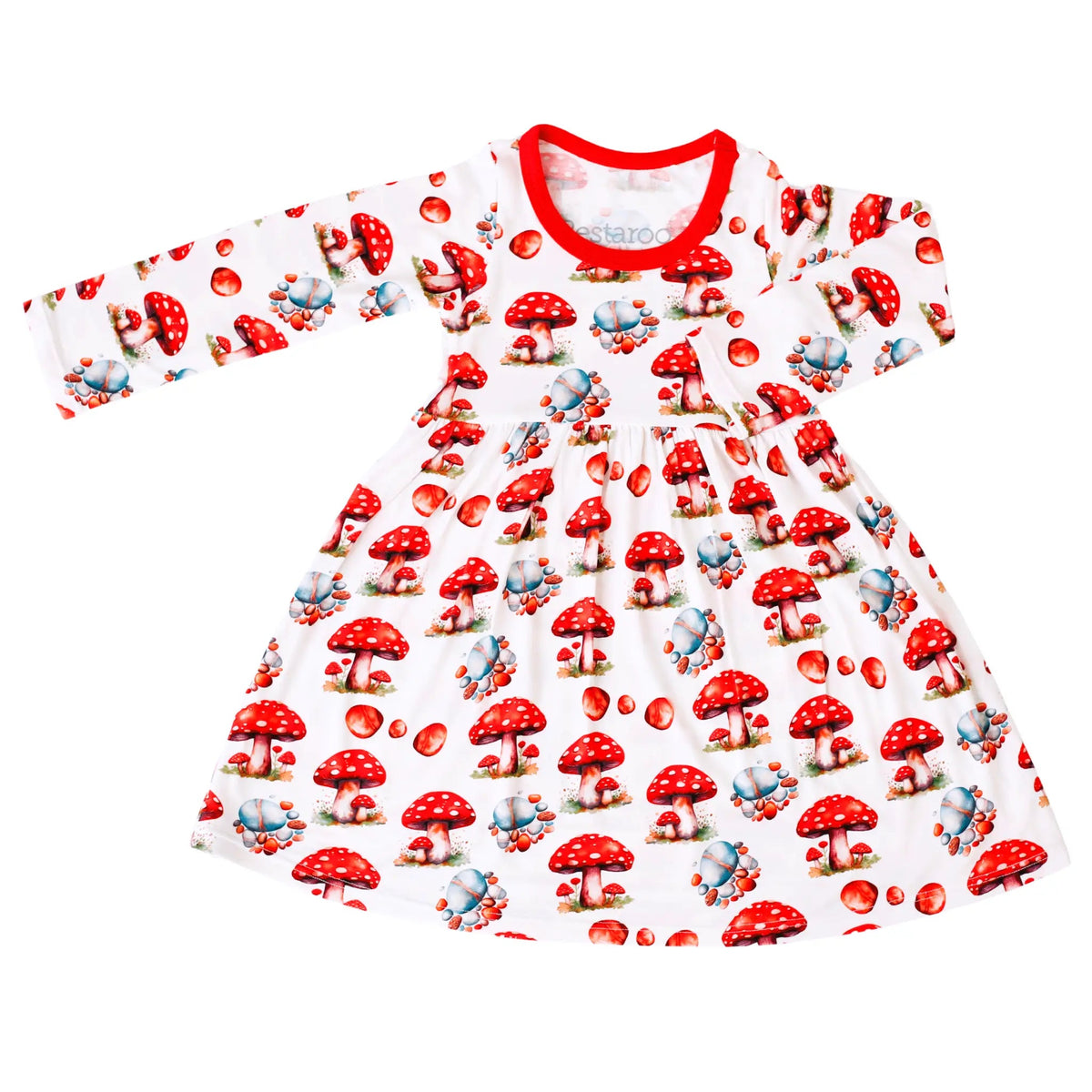Bestaroo Toadally Sleepy Dress For Girls Twirltastic Toadstool Print Bamboo Spandex Blend - 