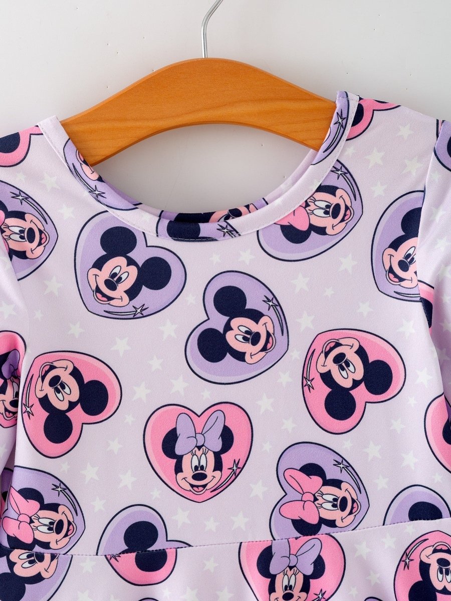 Rylee Faith Designs Toddler Girls Character Print Purple Heart Dress - 