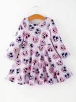 Rylee Faith Designs Toddler Girls Character Print Purple Heart Dress - 