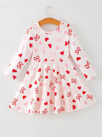 Rylee Faith Designs Toddler Girls Valentine Bow Heart Shape Print Dress - 