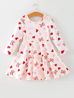 Rylee Faith Designs Toddler Girls Valentine Bow Heart Shape Print Dress - 