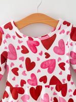 Rylee Faith Designs Toddler Girls Valentine Cute Pink Red Heart Print Dress - 