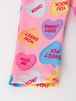 Rylee Faith Designs Toddler Girls Valentine Dress – Colorful Candy Heart Print Outfit - 