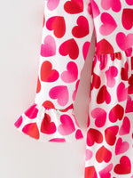 Rylee Faith Designs Toddler Girls Valentine Party Dress – Red Pink Ruffle Sleeve Dress - 