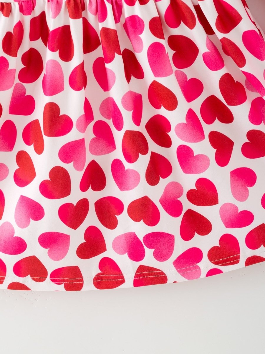 Rylee Faith Designs Toddler Girls Valentine Party Dress – Red Pink Ruffle Sleeve Dress - 