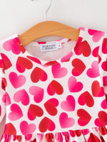 Rylee Faith Designs Toddler Girls Valentine Party Dress – Red Pink Ruffle Sleeve Dress - 