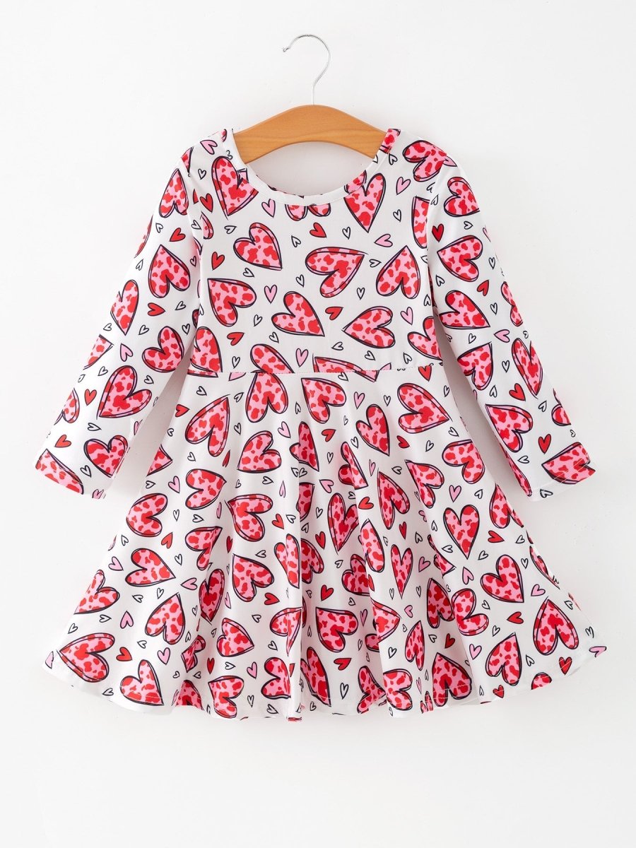Rylee Faith Designs Toddler Girls Valentine Party Red Heart Print Dress - 