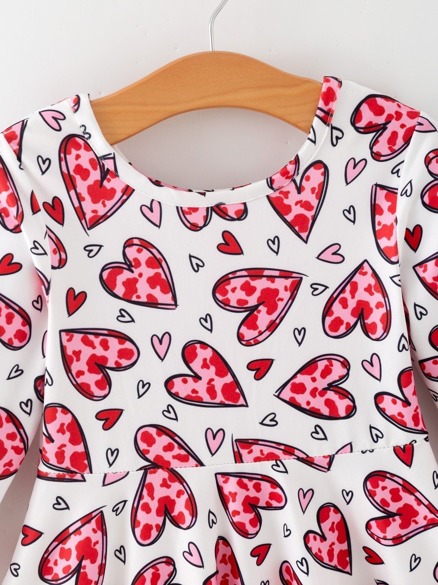 Rylee Faith Designs Toddler Girls Valentine Party Red Heart Print Dress - 