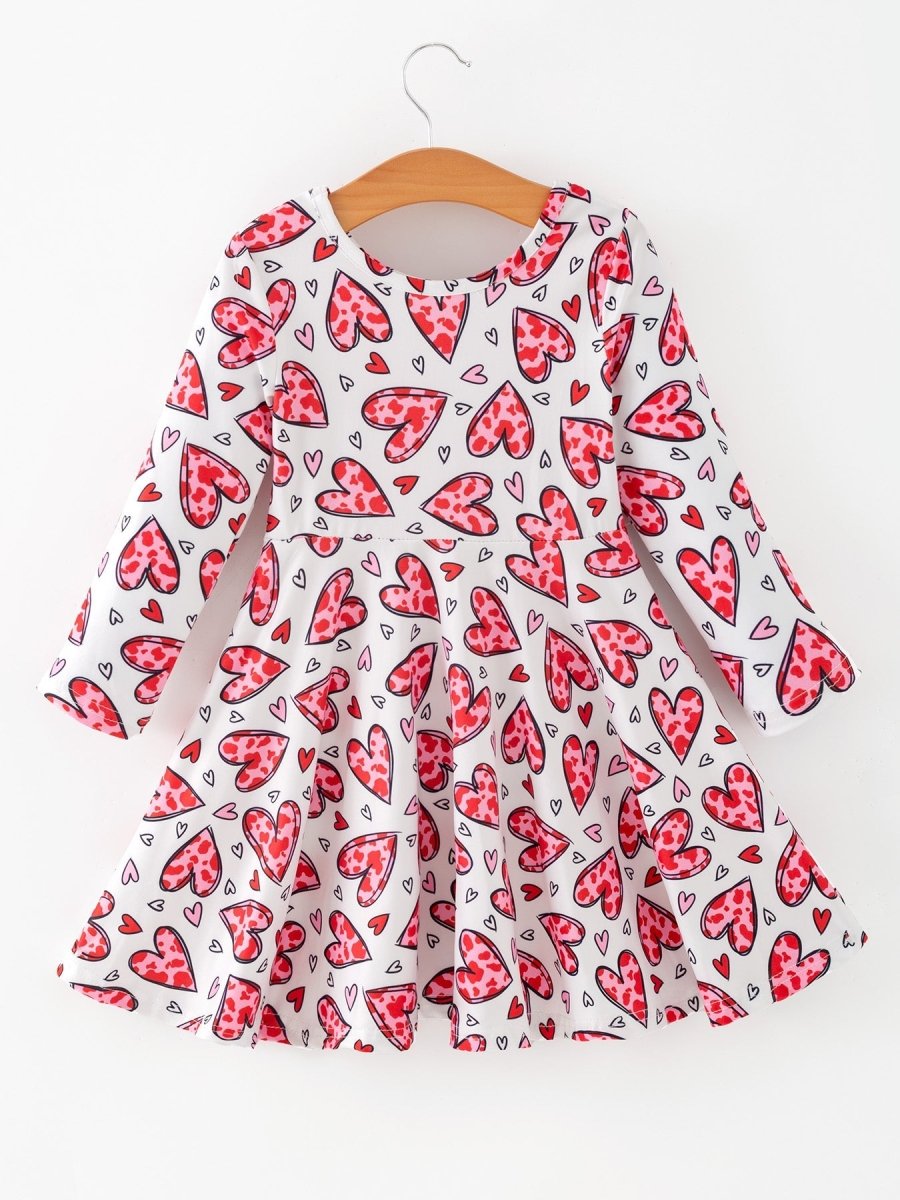 Rylee Faith Designs Toddler Girls Valentine Party Red Heart Print Dress - 
